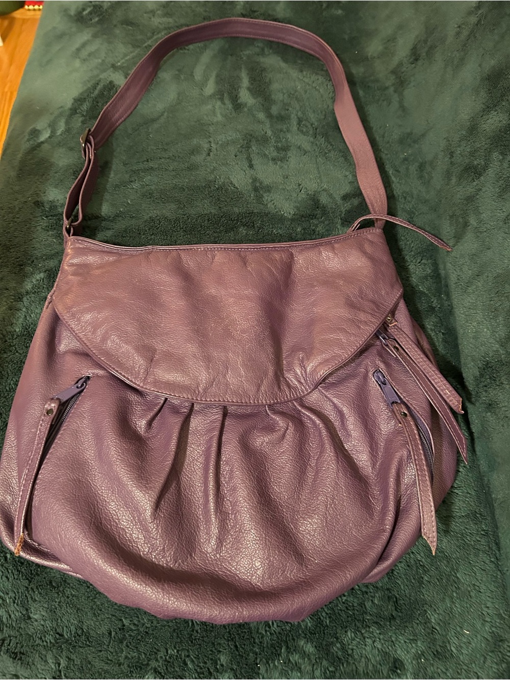 Ace Leather Goods Large Route #66 Hidden Pocket Hobo Bag - Purple Leather